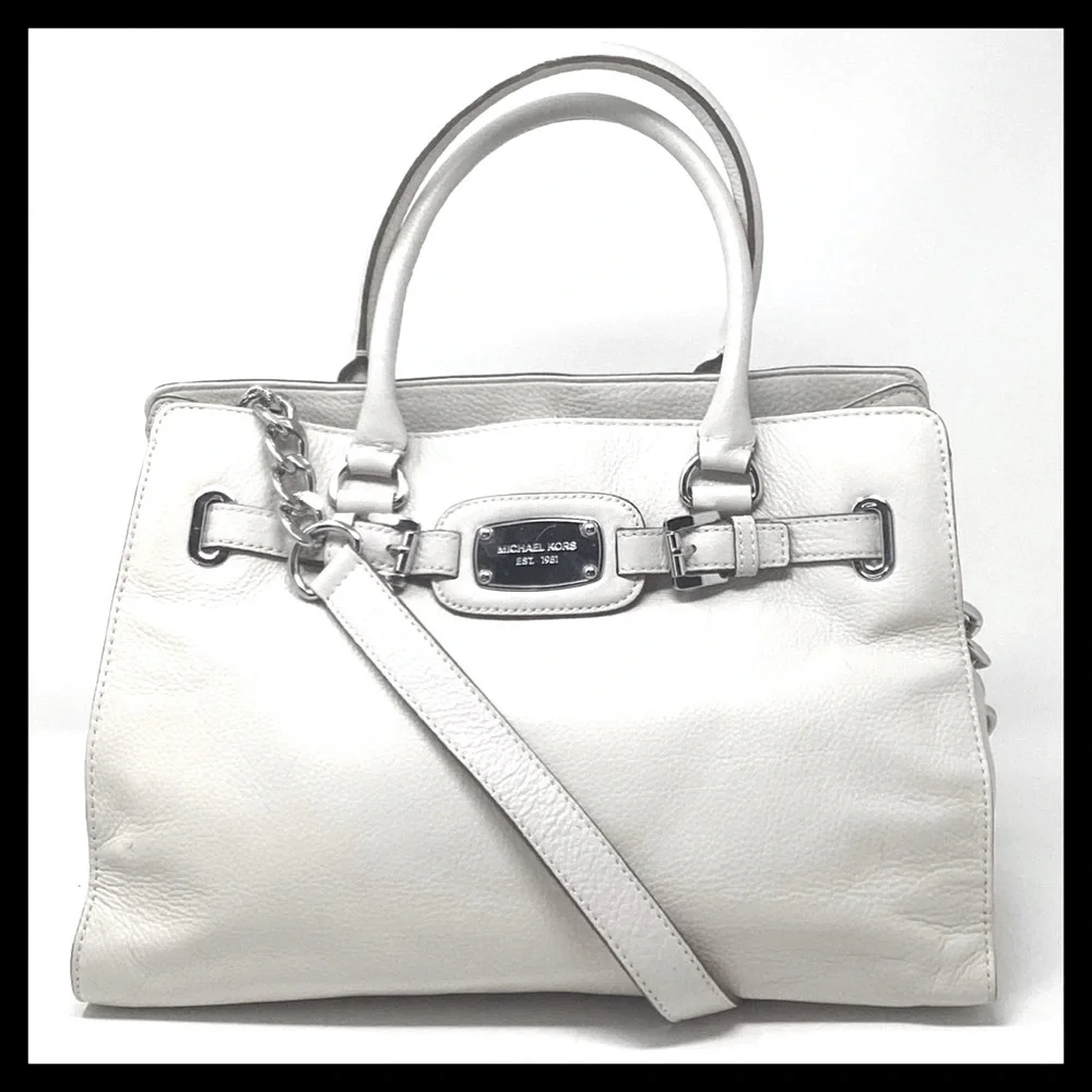 MICHAEL KORS Hamilton Large EW Tote Soft Pebbled Leather Color: Vanilla - Picture 4 of 16